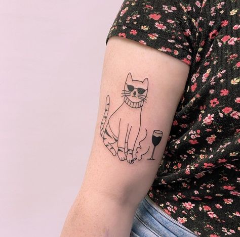 6cm Tattoo Ideas, Cat Owner Tattoo, Funny Cat Tattoo, Cat Tattoo Grunge, Edgy Cat Tattoo, Cat In Sweater, Ignorant Cat Tattoo, Group Tattoos, Lucky Cat Tattoo