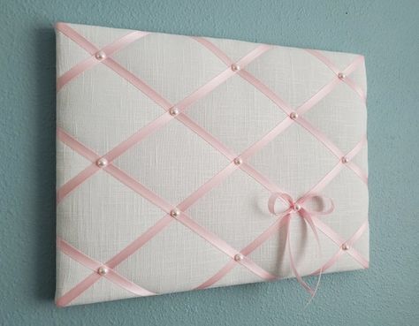 White and Pink Linen Fabric Memo / Photo / Vision Board | Etsy Pink Linen Fabric, French Memo Boards, Chambre Inspo, White Bedroom Decor, White Linen Fabric, Aqua Fabric, Fabric Pictures, Memo Board, Pink Linen