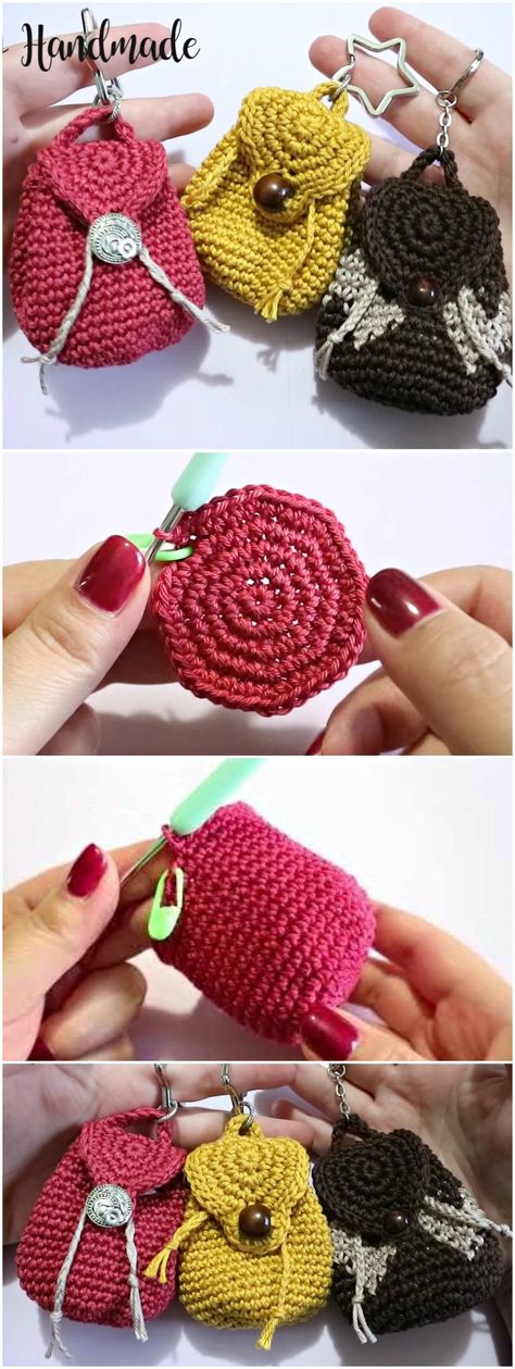 Newest Totally Free mini Crochet gifts Ideas Crochet Mini Backpack Purse #Crochet #Free #gifts #Ideas #mini #Newest #Totally Keychain Trinkets, Crochet Mini Backpack, Backpack Pouch, Backpack Purses, Projek Menjahit, Confection Au Crochet, Mini Backpack Purse, Crochet Backpack, Purse Pattern