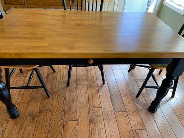 Creative Moments: Refinished Butcher Block Dining Table Top Block Dining Table, Butcher Block Dining Table, Milk Paint Furniture, Butcher Block Table, Refinish Furniture, Butcher Block Top, Stripping Paint, Painted Desk, Block Table