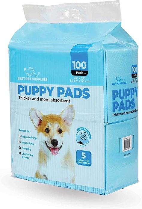 Amazon.com: Best Pet Supplies Disposable Puppy Pads for Whelping Puppies and Training Dogs, 100 Pack, Ultra Absorbent, Leak Resistant, and Track Free for Indoor Pets, Floor Protection - Baby Blue (22.5" x 22") : Everything Else Dog Packaging, Puppy Whelping, Whelping Puppies, Pet Training Pads, Puppy Pads Training, Dog Pee Pads, Training Dogs, Potty Pads, Puppy Pads