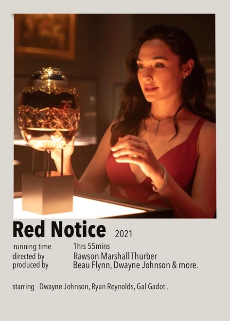 2021 film ‘Red Notice’. #movienight #movieposter #filmposterdesign #polaroid #ryanreynolds #galgadot #dwaynejohnson #netflix #card Red Notice Movie Poster, Red Notice Movie, Movie Minimalist, Red Notice, Movie Collage, Netflix Movies To Watch, Most Paused Movie Scenes, Iconic Movie Posters, Movie Card