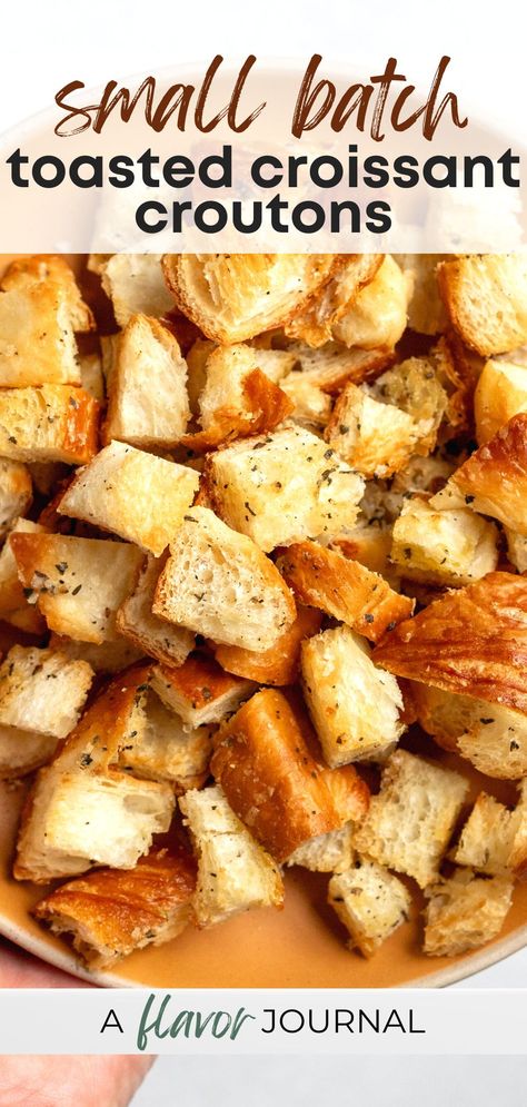 Toasted Croissant Croutons Croissant Roll, Crouton Recipes, Homemade Croissants, Flavor Combinations, Watercress Salad, Croutons Homemade, Treat Recipes, Watercress, Side Recipes