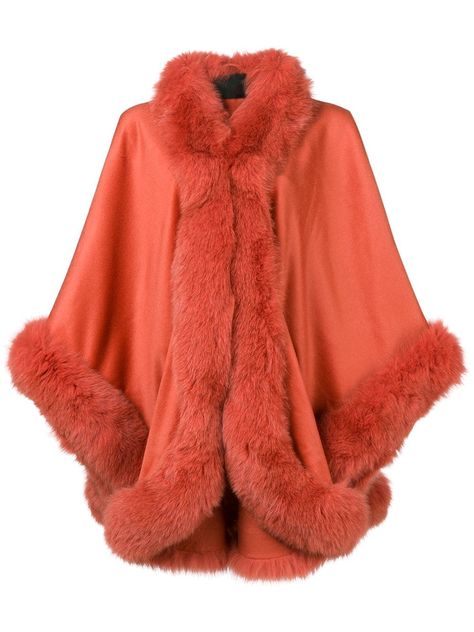 Liska fox fur trim cape - Orange Burberry Cape, Fur Trimmed Cape, Sold Out Sign, Cape Coat, Poncho Cape, Fox Fur, Fur Trim, Sale Design, Victoria’s Secret