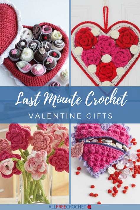 26 Last Minute Crochet Valentine Gifts | Valentine's Day is one of those holidays you're never quite prepared for after winding down from Christmas and New Year's, so we're here to help with 26 Last Minute Crochet Valentine Gifts. Crochet Valentine Gifts, Quick Valentines Gifts, Free Heart Crochet Pattern, Valentine's Day Crochet, Crochet Valentines, Crochet Valentine Patterns, Crochet Valentine, Valentines Gift Bags, Crochet Christmas Gifts