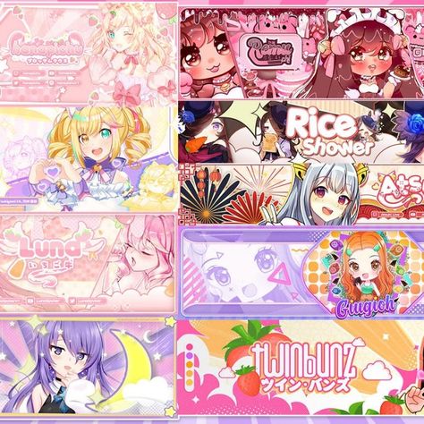 I will create anime or vtuber youtube, twitch, twitter headers Vtuber Banner, Twitter Banner, Twitter Headers, Twitter Header, Banner Ads, Social Media Design, Banner Design, Graphic Design, Twitter