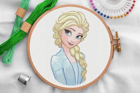 Elsa Cross Stitch Pattern, Elsa Cross Stitch, Elsa Embroidery, Cross Stitch Tips, Frozen Cross Stitch, Counted Cross Stitch Patterns Free, Cross Stitch Pattern Maker, Disney Cross Stitch Patterns, Cross Stitch Kitchen