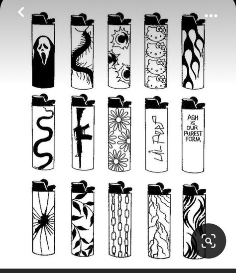 Tattoo Sheets Drawings, Lighter Paintings Ideas, Clay Lighter, Lighter Tattoo, Abstract Tattoos, Small Sketchbook, History Tattoos, Colouring Sheets, Flash Tattoo Designs