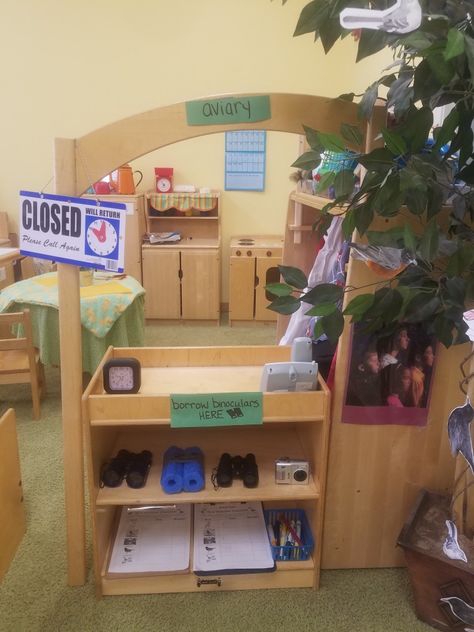 Post images of local birds in dramatic play "aviary" with binoculars, cameras, and clipboard with tally / counts. Bird Dramatic Play, Zoo Dramatic Play Preschool, Dramatic Play Activities, Zoo Preschool, Role Play Areas, Dramatic Play Area, Dramatic Play Preschool, Pet Vet, Dramatic Play Centers