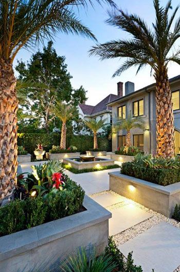 FRANKLIN Landscape & Design Front Garden Landscaping, Backyard Landscape Design, Dream Garden Backyards, Front Landscape, Front Lawn Landscaping, River Rock Garden, Tropical Landscape Design, Rooftop Gardens, Lawn Landscape