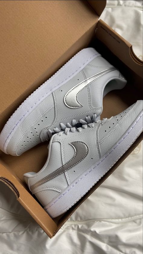 Nike shoes court vision low grey move to zero Nike Court Vision Low, Nike Court Vision, Court Vision, Tenis Nike, Grey Outfit, Inspired Fashion, Nike Shoes, Metallic Silver, Tennis