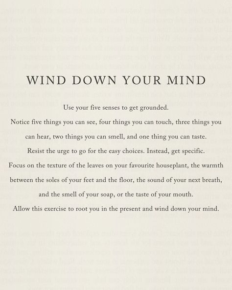 It's essential to find moments to ground yourself and unwind. Try this simple yet powerful exercise to reconnect with the present moment and close off your day. 🙏🏼 #presentmoment #grounding #mindset #winddown #innerpeace #peaceful #mindset #calm #advice #wellness #holisticwellness Quotes About Grounding Yourself, Grounding Quotes, Grounding Yourself, Ground Yourself, The Present Moment, Present Moment, Holistic Wellness, The Present, Pretty Quotes