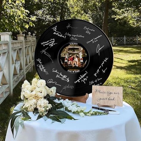 La Boda Photo Vinyl Record Wedding Sign for Signature, Wedding Guest Book Alternative Board, Custom Groom Bride Name Wedding Sign, Personalized Wedding Signs, Wedding Decoration (Black 01) Vinyl Guest Book, Vinyl Guest Book Wedding, Record Decor, Love Wishes, Personalized Wedding Sign, Wedding Guest Book Alternatives, Guest Book Alternatives, Wedding Book, Wedding Guest Book