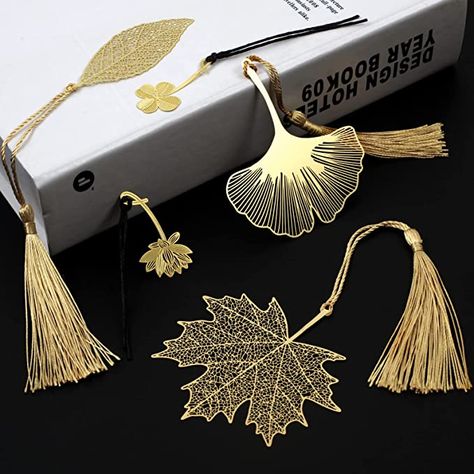 5pcs Metal Leaf Bookmark, Classical Page Marker with Tassel Pendants, Gold Book Gift for Reader Women Men Kids School Home Office Supplies : Amazon.co.uk: Stationery & Office Supplies College Events, Home Office Supplies, Leaf Bookmark, Vintage Bookmarks, Book Essentials, Mulberry Leaf, Pendants Gold, Gold Book, Book Gift