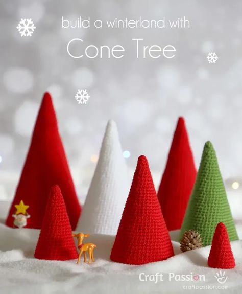 Christmas Tree Design Ideas, Make Your Living Room Cozy, Christmas Tree Crochet Pattern, Tree Crochet Pattern, Christmas Tree Crochet, Santa Hat Pattern, Crochet Christmas Trees Pattern, Tree Crochet, Crochet Tote Pattern