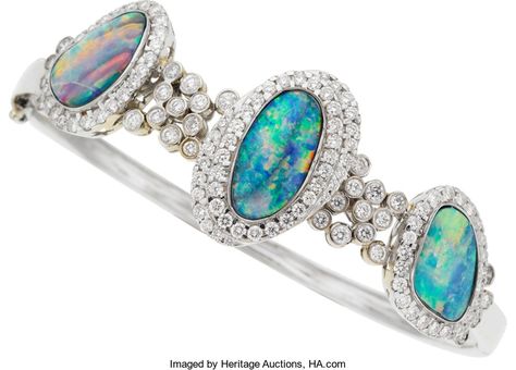 Opal, Diamond, White Gold Bracelet Open Circle Ring, Karma Jewelry, Opal Jewellery, Womens Rings, Jewelry Opal, White Opal Ring, White Gold Bracelet, Gold Bracelets, Opal Studs