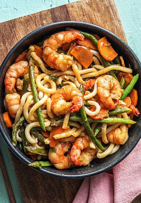 Shrimp Udon, Shrimp Lo Mein Recipe, Shrimp Lo Mein, Pan Shrimp, Lo Mein Recipes, Chinese Vegetables, Seafood Recipes Healthy, Hello Fresh Recipes, Healthiest Seafood