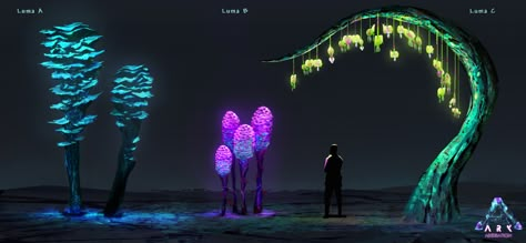 Fantasy Plants, Alien Plants, Environment Props, Ark Survival Evolved, Location Inspiration, Alien Concept, Landscape Concept, Alien Concept Art, Alien Worlds