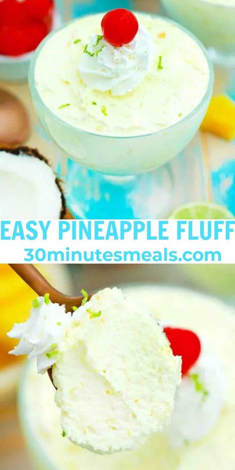 Pineapple Fluff Recipe, Barbecue Pineapple, Recipes With Crushed Pineapple, Pineapple Fluff, Cool Whip Desserts, Pineapple Dessert Recipes, Pineapple Desserts, Fluff Recipe, Fluff Desserts