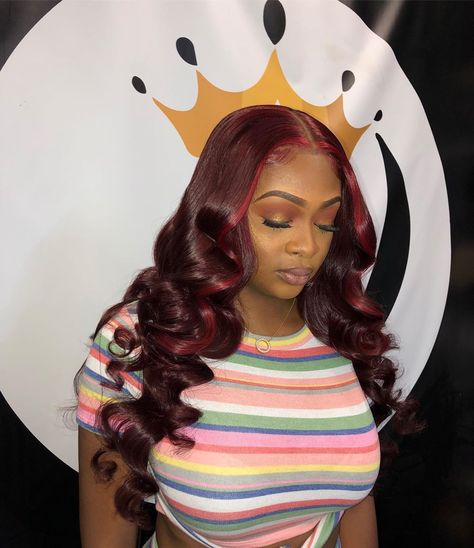 Burgundy Weave Black Women, 99j Hair Color Black Women, Red Wig For Black Women, Burgundy Weave, Lavender Hair Colors, Wigs Bob, Colored Weave, Red Blonde Hair, Wig For Black Women