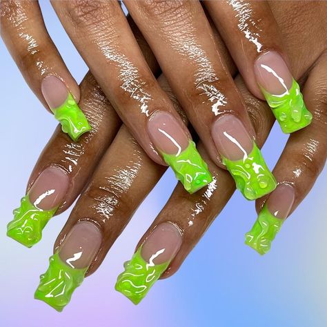 Clear Green Nails, Green Marble Nails, Clear Nail, Clear Nails, Clean Nails, Marble Nails, Acrylic Nails Coffin, Green Marble, Funky Nails