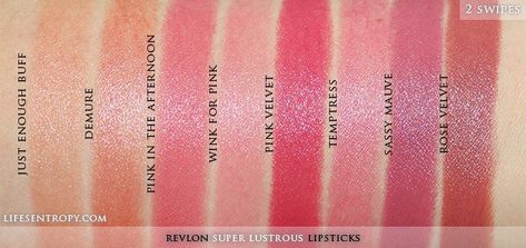 Revlon Lipstick Swatches, Bobbi Brown Lip, Revlon Lipstick, Lipstick For Fair Skin, Revlon Super Lustrous Lipstick, Revlon Super Lustrous, Rose Velvet, Lip Swatches, Lipstick Swatches