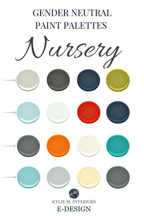 GENDER NEUTRAL PAINT PALETTES FOR A NURSERY, walls and accents.Kylie M INteriors for boy, girl, twins Neutral Nursery Paint Colors, Neutral Baby Colors, Kids Room Paint Colors, Neutral Paint Palette, Gender Neutral Nursery Colors, Nursery Color Palette, Unisex Kids Room, Boy Nursery Colors, Nursery Paint Colors