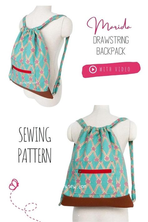 Sew A Drawstring Backpack, Quilt Backpack Pattern, Fabric Backpack Pattern, Simple Backpack Pattern, Free Backpack Patterns To Sew, Draw String Backpack Pattern Free, Simple Backpack Pattern Free, Easy Backpack Sewing Pattern, Backpack Pattern Sewing Free