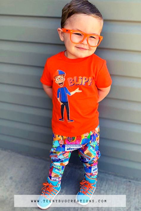 Blippi Outfit, Testing Outfits, Blippi Party, Picky Kids, Spongebob Party, Spongebob Birthday, Harem Shorts, Okie Dokie, Family Halloween Costumes