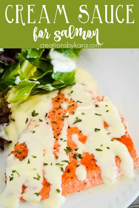 Cream Sauce For Salmon Easy, Cream Sauce Salmon, Cream Sauce For Salmon, Salmon Cream Sauce, Easy Cream Sauce, Meat Cooking Chart, Salmon Keto, Salmon With Cream Sauce, Crab Stuffed Salmon