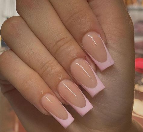 Light Pink Acrylic French Tips, Square Tip Nails Long, Light Pink French Tips Coffin, Blush Pink French Tip Nails, Baby Pink Tip Nails, Pink French Acrylics, French Manicure Rose, Pink Square French Tip Nails, French Nails Rosa