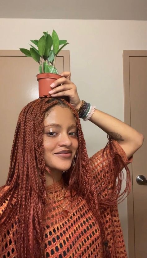 Copper Box Braids, Red Braids, Baddie Hair, Micro Braids Hairstyles, Cute Box Braids Hairstyles, Box Braids Styling, Pretty Braided Hairstyles, Vie Motivation, Braids With Curls