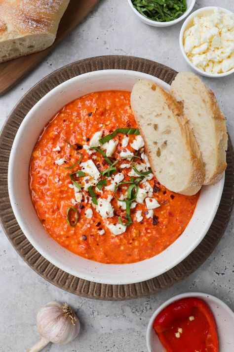 Paprika Feta Dip – Goodness Avenue % Paprika Feta Dip, Capsicum Dip, Paprika Dip, Roasted Capsicum, Savoury Snacks, Easy To Make Appetizers, Tofu Stir Fry, Feta Recipes, Feta Dip