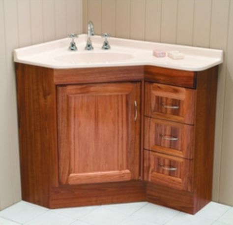 Kitchen and Residential Design: Bathroom storage options Corner Bathroom Vanity Ideas Cabinets, Corner Sink Bathroom Small Storage, Waterproof Bathroom Vanity, Bathroom Corner Sink Ideas, Bathroom Cabinates, Small Bathroom With Lots Of Storage, Master Bath Corner Vanity, Cheap Bathroom Vanity, Corner Vanity Sink