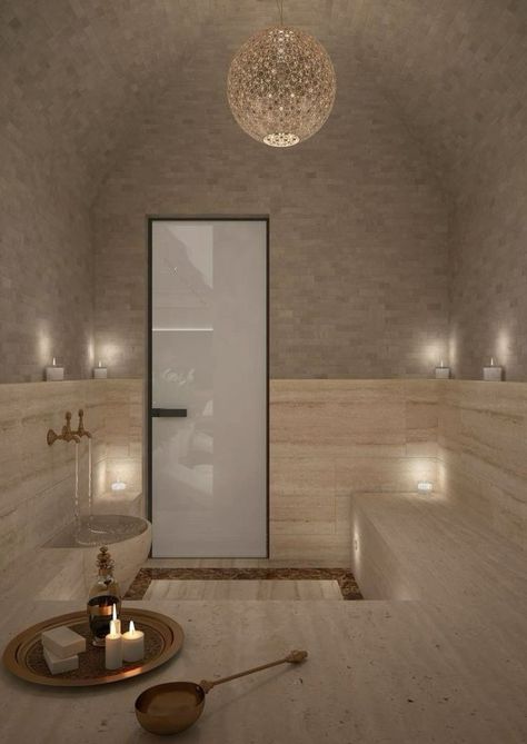 Turkish Hammam Design Modern, Spa Steam Room Design, Home Hamam, Spa Center Design, In Home Spa, Home Steam Room, Spa Hammam, Hammam Spa, Moroccan Bath