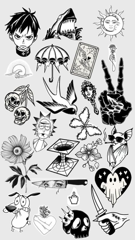 Random collage of tattoo ideas #tattoos #collage Tattoo Collage, Random Collage, Rose Tattoo Sleeve, Rose Sleeve, Spooky Tattoos, Tattoo Designs Men, Tattoos And Piercings, Sleeve Tattoos, Cartoon Art