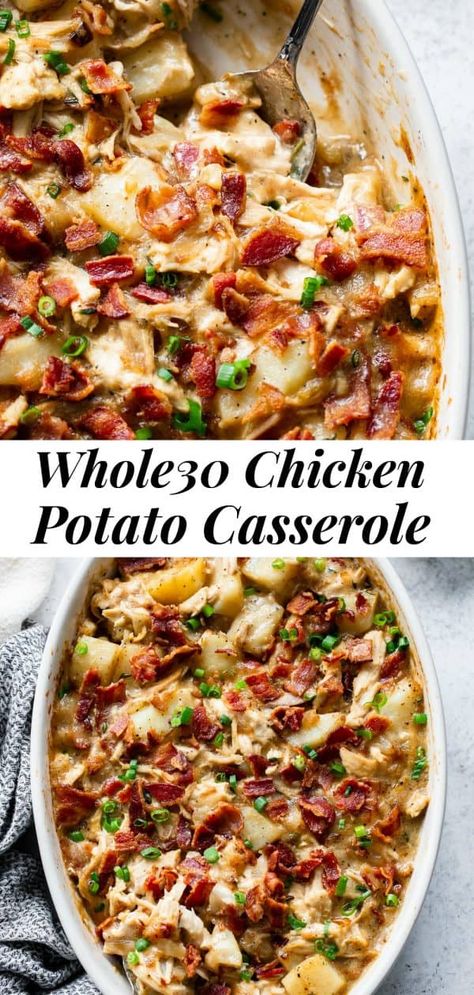 Creamy Chicken Potato Casserole, Chicken Potato Casserole, Whole30 Dinner, Today Is Monday, Whole30 Chicken, Whole30 Dinner Recipes, Whole 30 Meal Plan, Easy Whole 30 Recipes, Chicken Potato