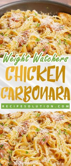 weight watchers chicken carbonara recipe // Chicken Carbonara // #weightwatchersrecipes #smartpointsrecipes #WeightWatchers #weight_watchers #Healthy #Skinny_food #recipes #smartpoints #WW #Carbonara #chicken Carbonara Chicken, Carbonara Ingredients, Smartpoints Recipes, Weight Watchers Meals Dinner, Chicken Carbonara Recipe, Alfredo Chicken, Chicken Carbonara, Chicken Spaghetti Recipes, Weight Watchers Meal Plans