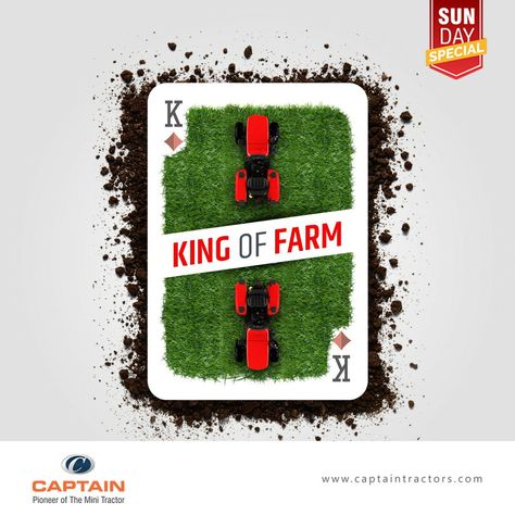 King Of Farm #king #emporer #Responsible #sundayspecial #agri #farm #success #india #tractor #captaintractors Tractor Design, Special K, Sunday Special, Creative Ads, Ads Creative, Creative Advertising, Content Strategy, Interactive Design, John Deere