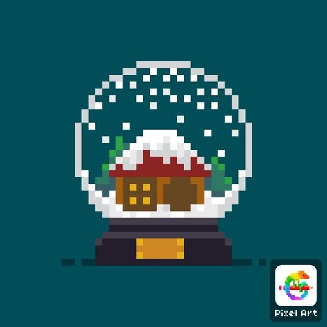 Pixel art: Snowglobe Globe Vector, Winter Embroidery, Globe Icon, Minecraft Christmas, Xmas Cross Stitch, Pixel Art Games, Christmas Card Art, Christmas Tree Toy, Christmas Icons