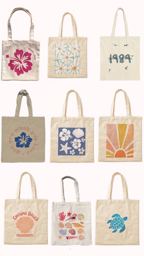 Decorated Tote Bags, Diy Tote Bag Design, Handpainted Tote Bags, Pretty Tote Bags, Tods Bag, Cute Birthday Ideas, Birthday Activities, Painted Tote, Farmers Market Bag