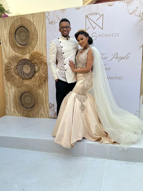 Modern Traditional Wedding Dress African, Membeso Dress For The Bride, South African Wedding Dress Traditional, Lobola Outfits Woman Dresses Zimbabwe, Modern Zulu Traditional Wedding Dresses, Lobola Decor Ideas, Traditional Lobola Decor, Lobola Outfits Woman Dresses, Lobola Celebration