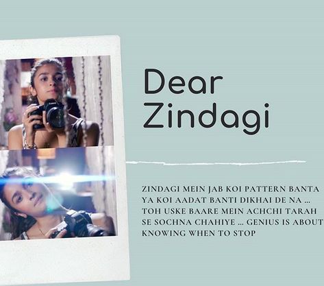 Love Song Lyrics Quotes, Dreamer Quotes, Movie Quotes Inspirational, Dear Zindagi Quotes, Dear Zindagi, Bollywood Quotes, Motivational Movie Quotes, Movies Quotes Scene, Favorite Movie Quotes