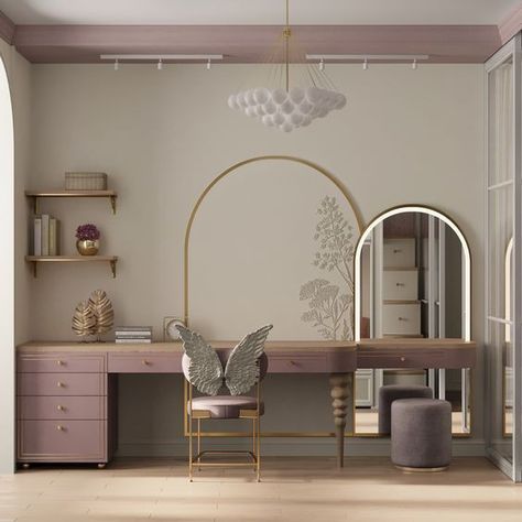 Pink Study Table, Dressing Table Ideas, Study Room Design, Bedroom Interior Design Luxury, Dressing Table Design, Modern Kids Room, Bedroom Dressing Table, Kids Bedroom Designs, Kids Interior Room