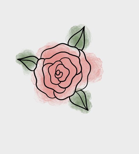 Simple Rose Drawing Outline, Flowers Aesthetic Drawing Easy, Flower Outline Drawing Simple, Outline Drawing Cartoon, Pink Flowers Drawing, Simple Rose Drawing, Rose Outline Drawing, Rose Drawings, Rose Doodle