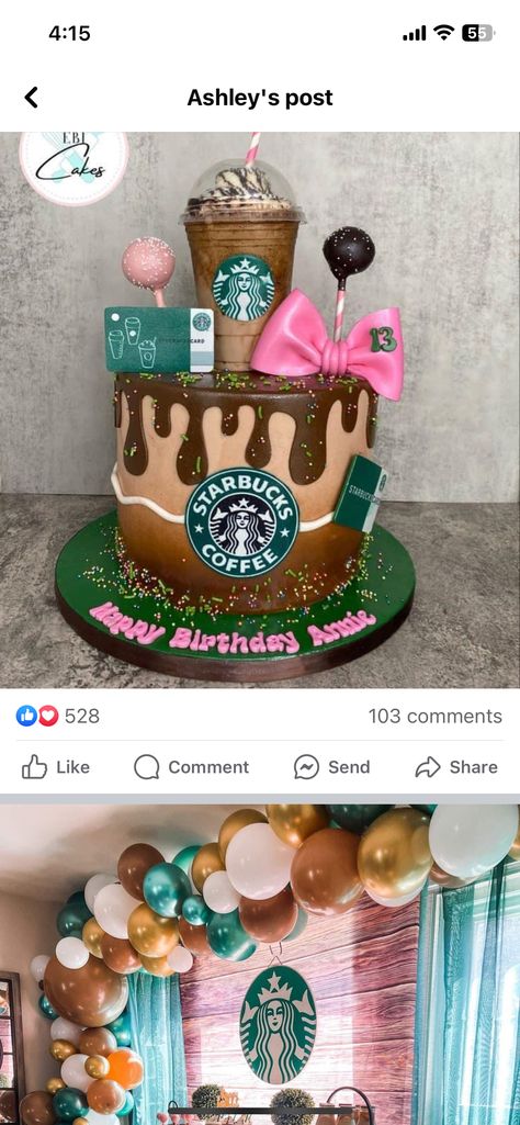 Starbucks Cake, Starbucks Birthday, Themed Birthday Cakes, Chocolate Filling, Starbucks Coffee, Bday Party, Birthday Ideas, Birthday Parties, Party Ideas