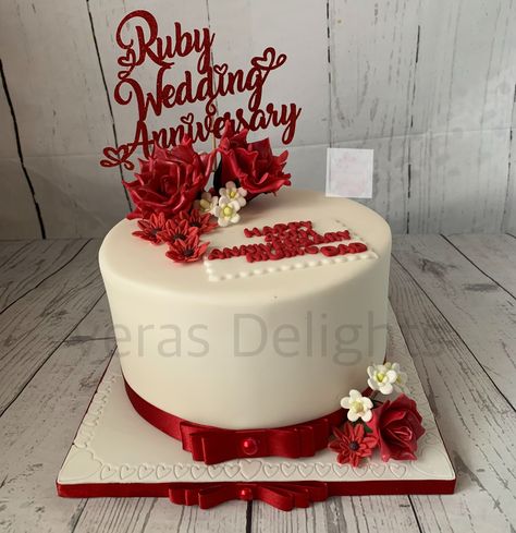 40th Wedding Anniversary Cake, Ruby Wedding Anniversary, Wedding Anniversary Cake, 40th Wedding Anniversary, Ruby Wedding, Anniversary Cake, 40th Anniversary, Cakes Cupcakes, Cupcake Cakes