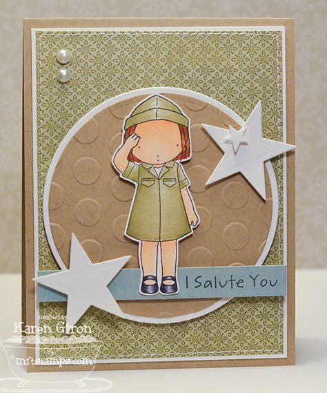 Pure Innocence Soldier Girl stamps from My Favorite Things Soldier Cards Ideas, Soldier Girl, Rakhi Greetings, Independence Day Greeting Cards, Lunch Sack, Indie Chic, Military Cards, Diwali Greeting Cards, Divine Blessings