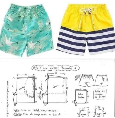 ဘောင်းဘီ Pattern, Shorts Pattern Sewing, Short Dress Patterns, Sewing Shorts, Baby Boy Knitting Patterns, Boys Pattern, Kids Dress Patterns, Diy Sewing Clothes, Leggings Pattern