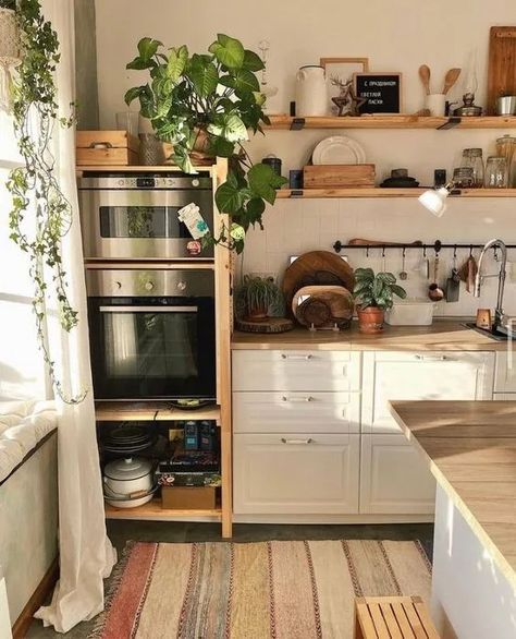 74 aesthetic ideas for decorating your home with hanging plants 3 Dream House Rooms, Apartment Decor Inspiration, Tiny Kitchen, Apartment Inspiration, Maximize Space, Apartment Interior, Stylish Home, Home Decorating, Dream Home Design